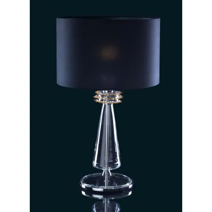 Zdjęcie Elegancka duża lampa stołowa ze szkła Murano zdobiona bursztynem