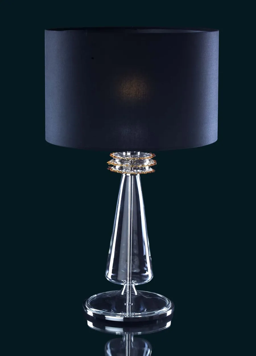 obrazek 1 Elegancka duża lampa stołowa ze szkła Murano zdobiona bursztynem