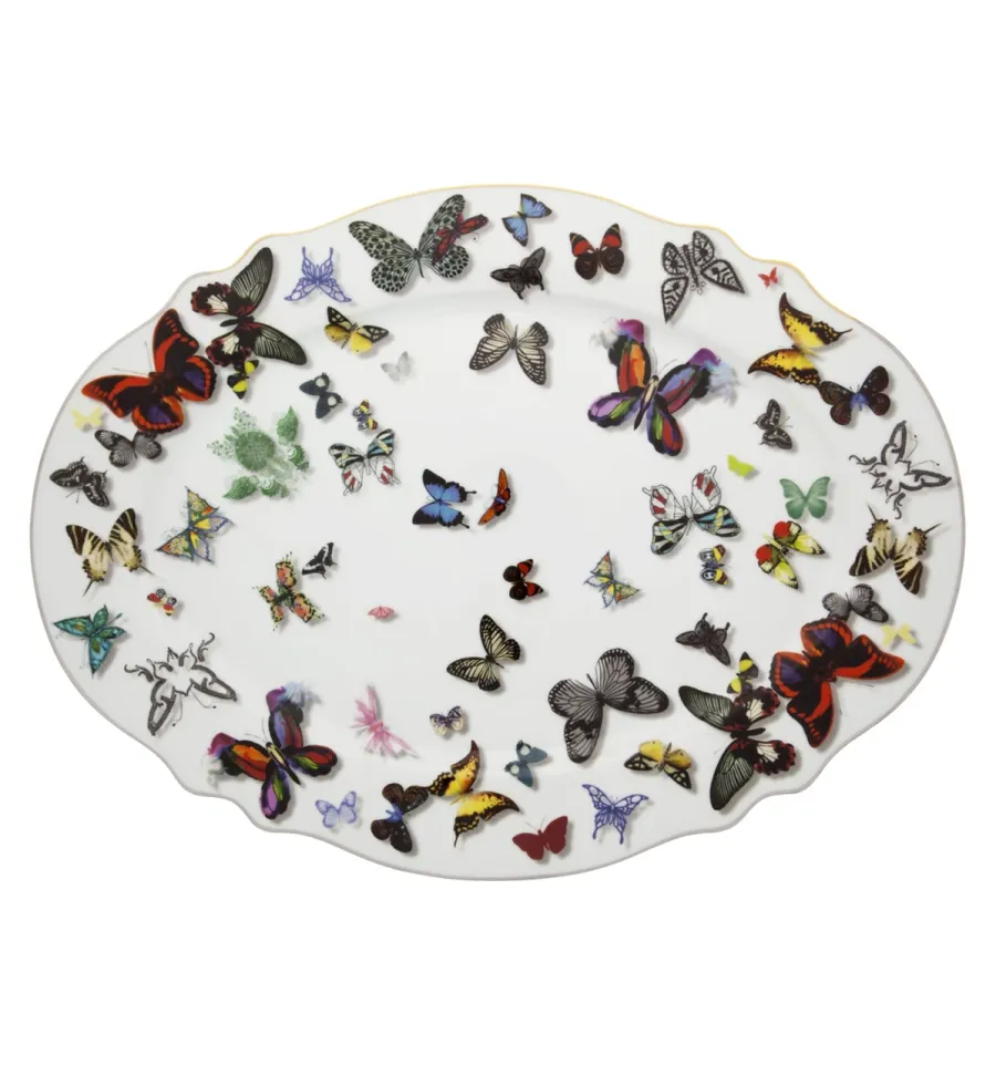 obrazek 1 Porcelanowy duży owalny talerz z ozdobnym motywem motyli - Vista Alegre