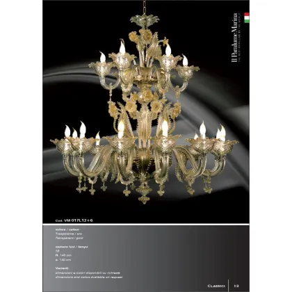 Zdjęcie Żyrandol z osiemnastoma światłami w kolorze przezroczystym i złotym - Il Paralume Marina