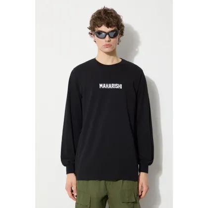 Zdjęcie Maharishi longsleeve bawełniany Woodblock Dragon kolor czarny z nadrukiem 1277.BLACK