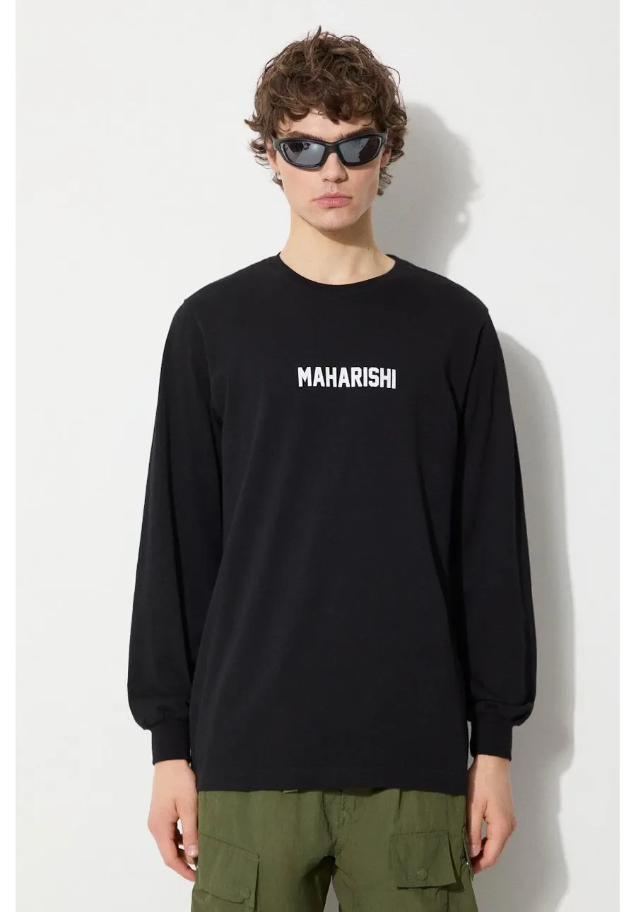 obrazek 1 Maharishi longsleeve bawełniany Woodblock Dragon kolor czarny z nadrukiem 1277.BLACK