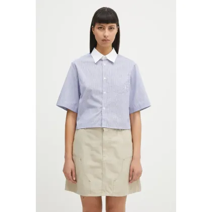 Zdjęcie Sporty & Rich koszula bawełniana Src Cropped damska kolor niebieski regular z kołnierzykiem klasycznym SI018606302ST02