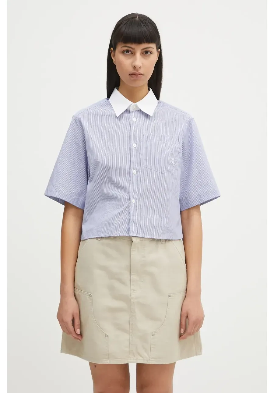obrazek 1 Sporty & Rich koszula bawełniana Src Cropped damska kolor niebieski regular z kołnierzykiem klasycznym SI018606302ST02