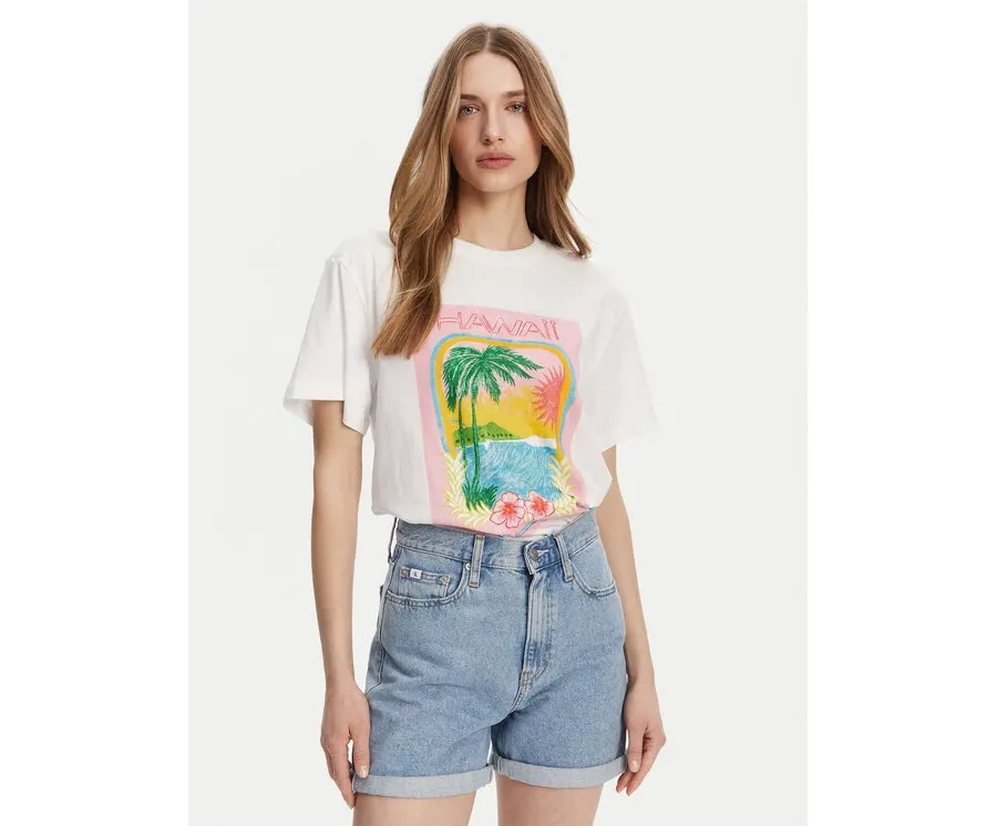 obrazek 1 Roxy T-Shirt ERJZT05899 Biały Relaxed Fit