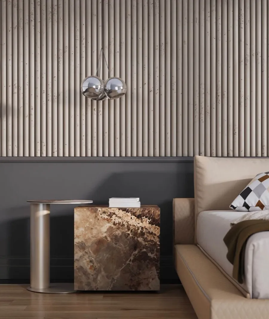 obrazek 1 135x45,6 cm VT - PB57 (KS kość słoniowa) LAMEL OBŁY - Panel dekor 3D beton architektoniczny