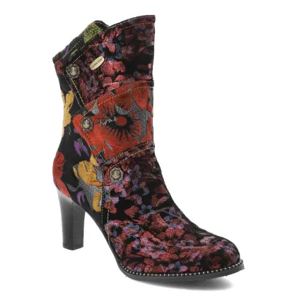 Zdjęcie Czerwone Botki Laura Vita Skórzane Eleganckie Buty Na Obcasie