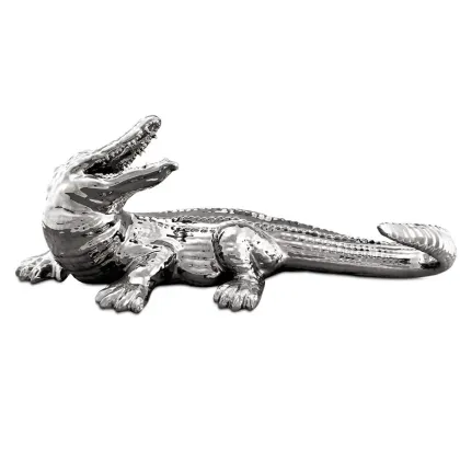 Zdjęcie Duży ceramiczny krokodyl - biel i platyna