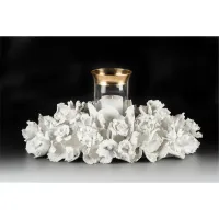 Picture Ceramic Italian candlestick with roses and hydrangea decorations