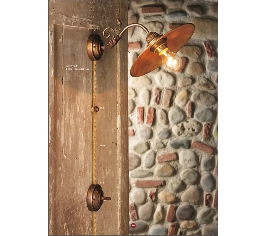 obrazek 1 Pojedyncza stylowa lampa ścienna w stylu rustykalnym - Il Paralume Marina