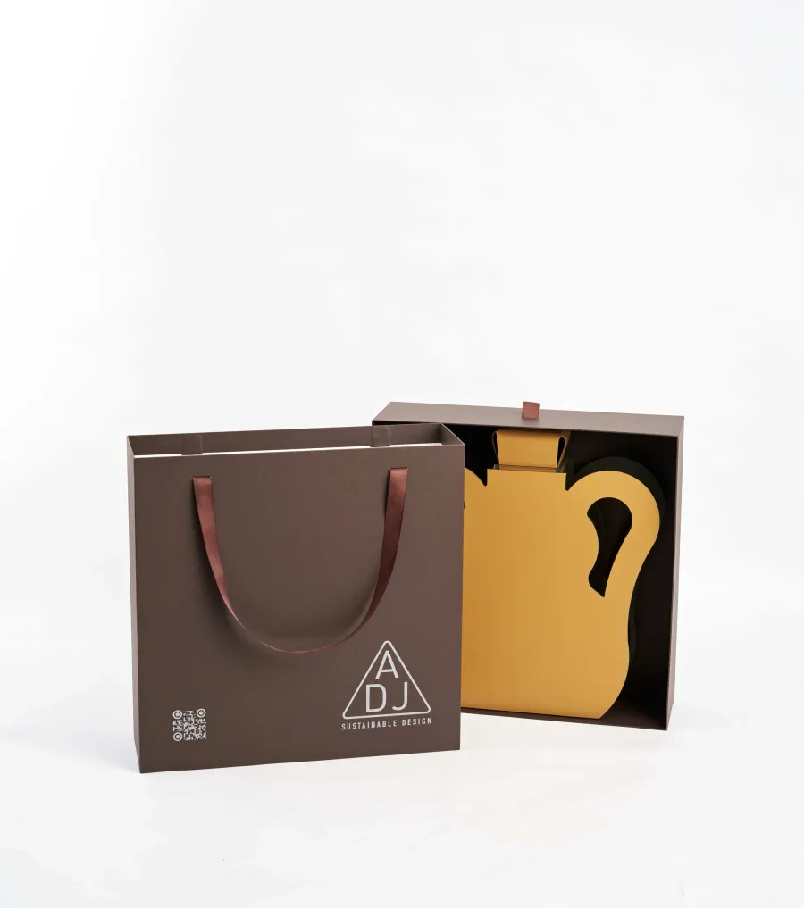 obrazek 4 Unikalny skórzany wazon Otto 9x40xH45 cm w kolorze musztardowym