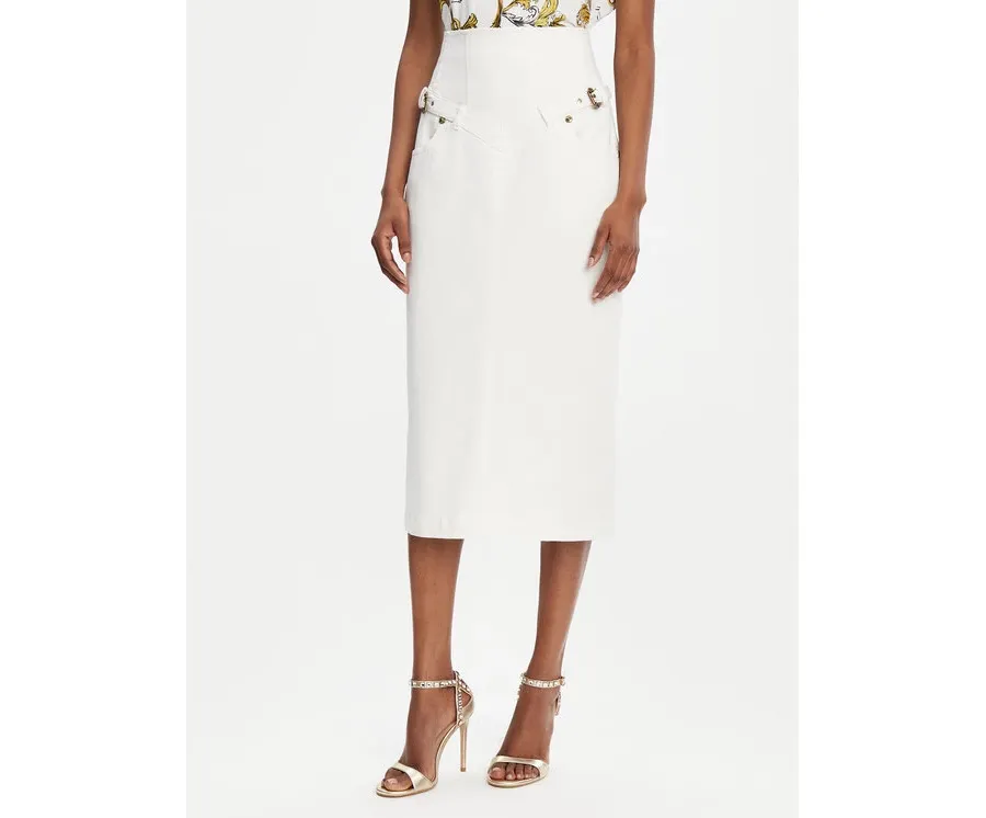 obrazek 1 Versace Jeans Couture Spódnica jeansowa 78HAE85E Biały Regular Fit