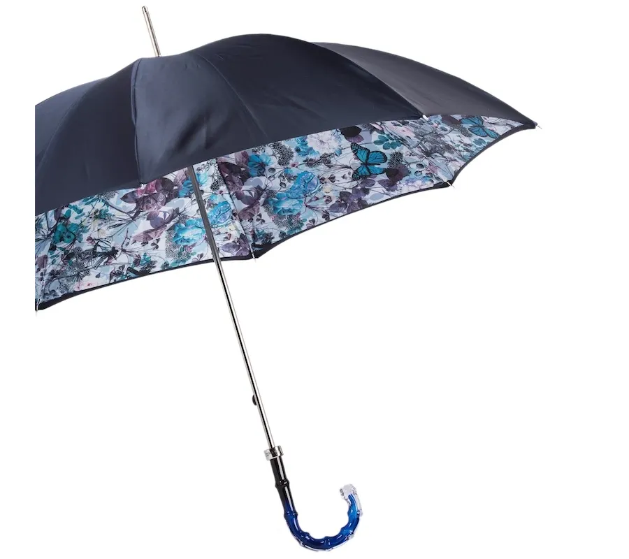 obrazek 8 Oryginalny granatowy parasol damski zdobiony motywem motyli – Pasotti