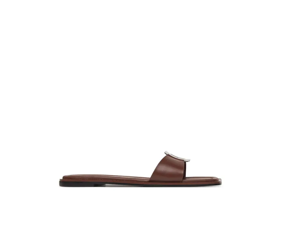 obrazek 1 Calvin Klein Klapki Flat Slide W/Ck Hw Big - Lth HW0HW02482 Brązowy