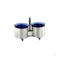 Picture Silver double salt container with a modern shape - Zaramella Argenti