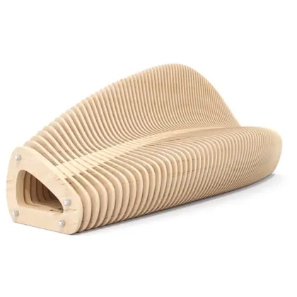 Zdjęcie Futurystyczna ławka do poczekalni ze sklejki