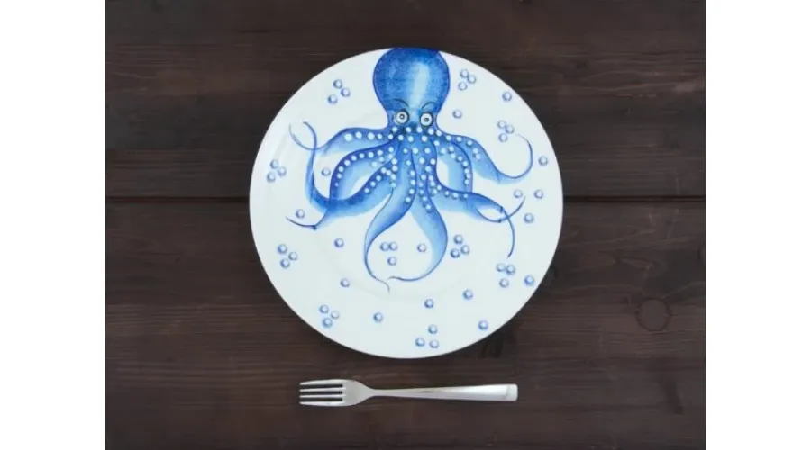 obrazek 1 Ceramiczny talerz zdobiony motywem niebieskiej ośmiornicy - Le Ceramiche