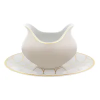 Picture Porcelain gravy boat with a geometric theme and golden finish from the Terrace collection - Vista Alegre