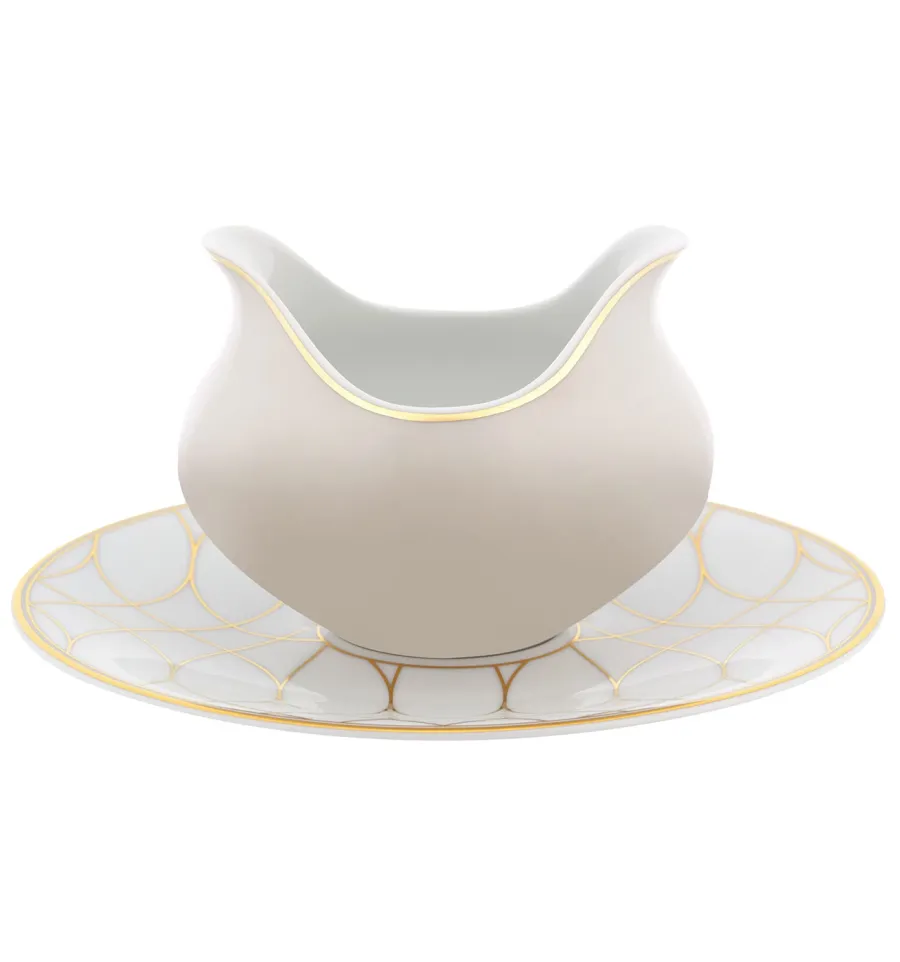 obrazek 1 Sosjerka z porcelany Terrace z geometrycznym motywem i złotym wykończeniem - Vista Alegre