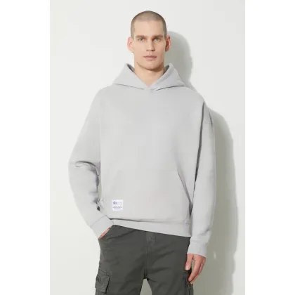 Zdjęcie Alpha Industries bluza Logo BP Hoody męska kolor szary z kapturem z nadrukiem 146336