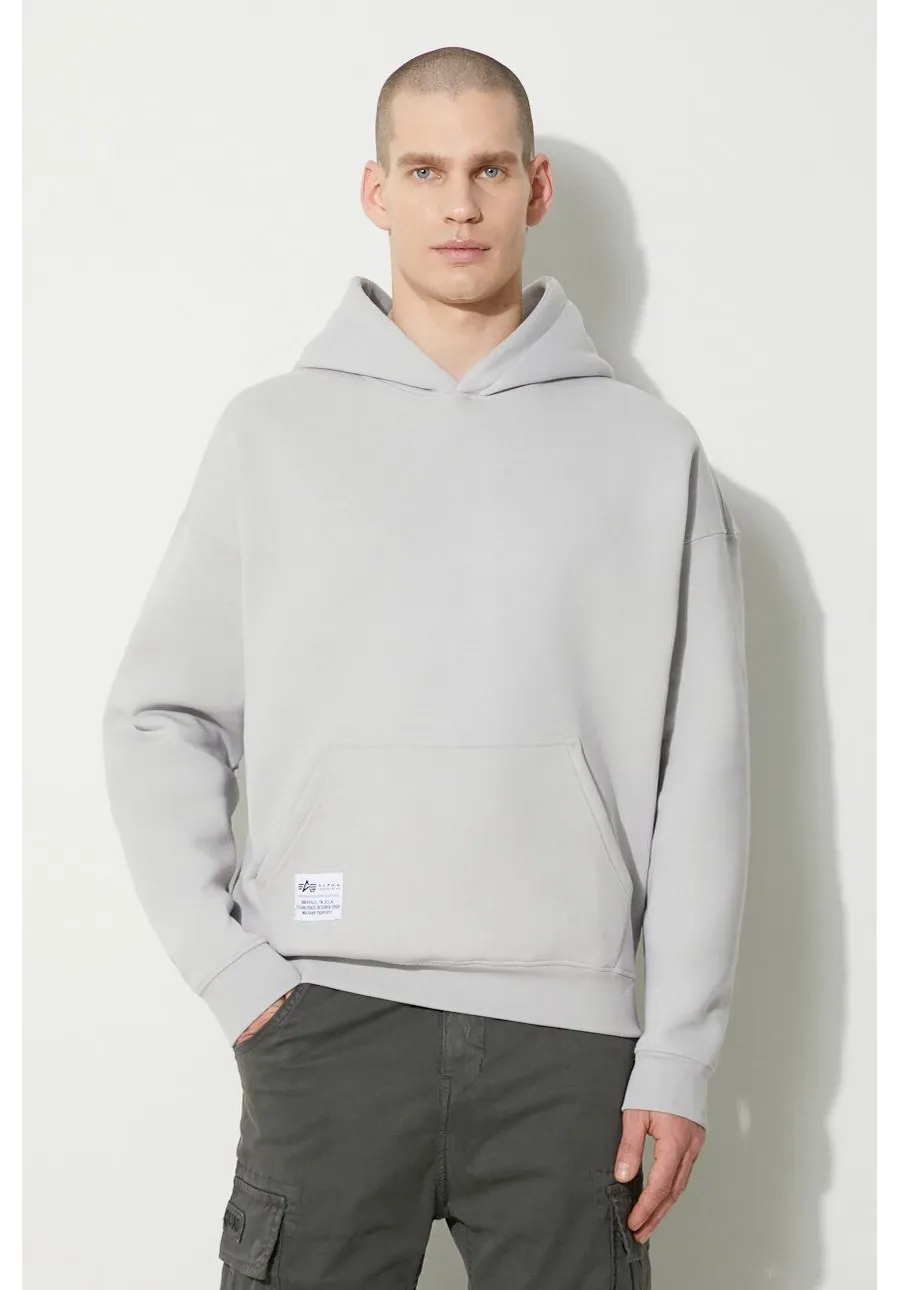 obrazek 1 Alpha Industries bluza Logo BP Hoody męska kolor szary z kapturem z nadrukiem 146336