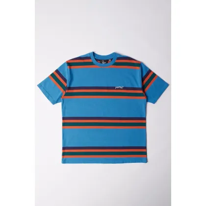 Zdjęcie by Parra t-shirt bawełniany Script striped męski kolor niebieski wzorzysty 53210
