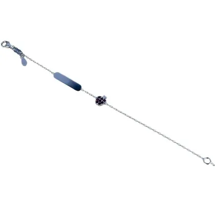 Zdjęcie Włoska dziewczęca bransoletka plakietka z jabłkiem z czerwonymi cyrkoniami