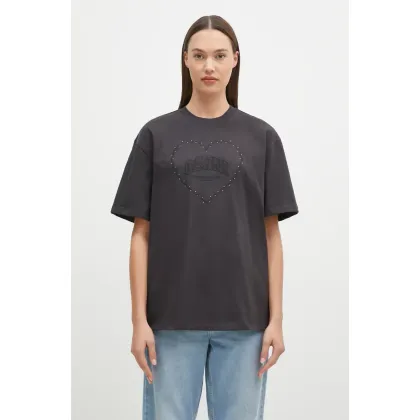 Zdjęcie GANNI t-shirt bawełniany Heavy Cotton Drop Shoulder Heart damski kolor czarny T4057