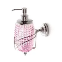 Picture Stylish liquid soap container in pink Italian crystal and brass – Il Paralume Marina
