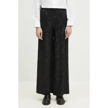 Zdjęcie Kenzo spodnie jedwabne damskie kolor czarny szerokie high waist FF52PA0849JR.99