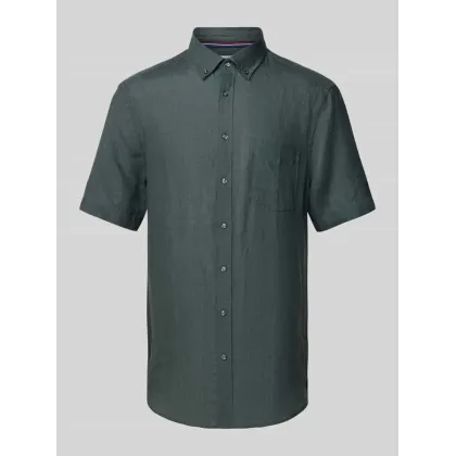 Zdjęcie Koszula lniana o kroju regular fit z kołnierzykiem typu button down