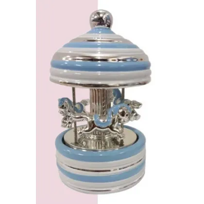 Picture Music box - blue carousel with LED lights