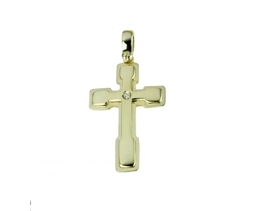 obrazek 1 Złoty błyszczący krzyż z satynową obwódką o śr.0,01 wym.27x17mm.