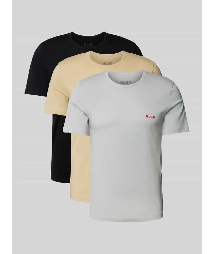 obrazek 1 T-shirt o kroju regular fit z wiskozy z nadrukiem z logo w zestawie 3 szt.