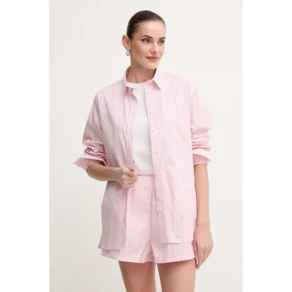 Zdjęcie Lacoste koszula bawełniana damska kolor różowy relaxed z kołnierzykiem klasycznym CF0215