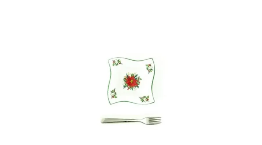 obrazek 1 Mała kwadratowa miska świąteczna zdobiona motywem kwiatów – Le Ceramiche