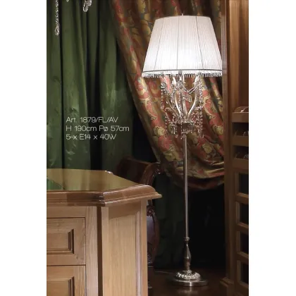 Zdjęcie Lampa podłogowa z odlewanego mosiądzu i bogatych kryształowych zawieszek – Il Paralume Marina