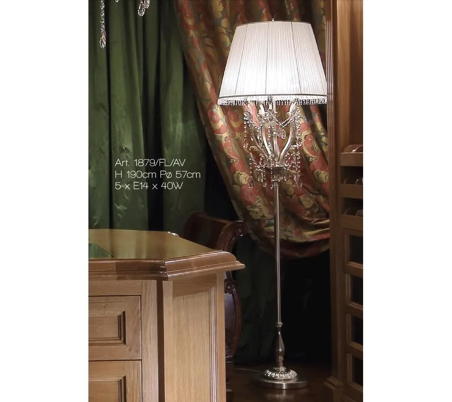 obrazek 1 Lampa podłogowa z odlewanego mosiądzu i bogatych kryształowych zawieszek – Il Paralume Marina