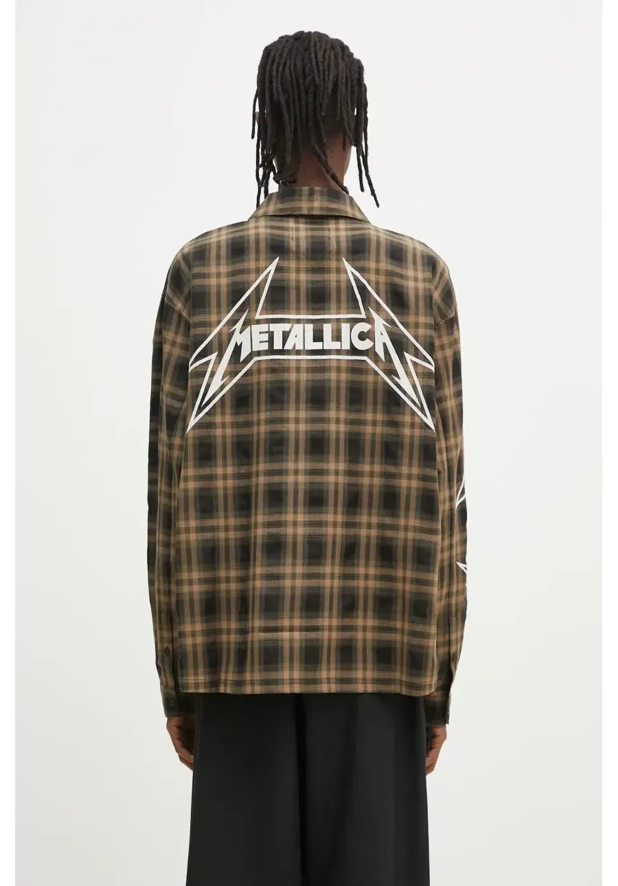 obrazek 1 Represent koszula Metallica Longsleeve Shirt męska kolor brązowy regular z kołnierzykiem klasycznym MLM248.289