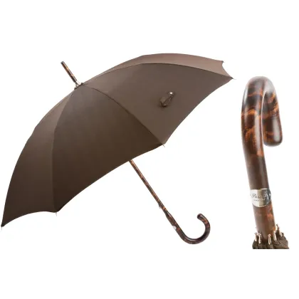 Picture Stylish brown men's umbrella with a beautiful original handle - Pasotti