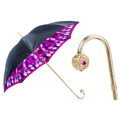 Zdjęcie Oryginalny parasol damski w kolorze czarnym z wyjątkowym wzorem – Pasotti