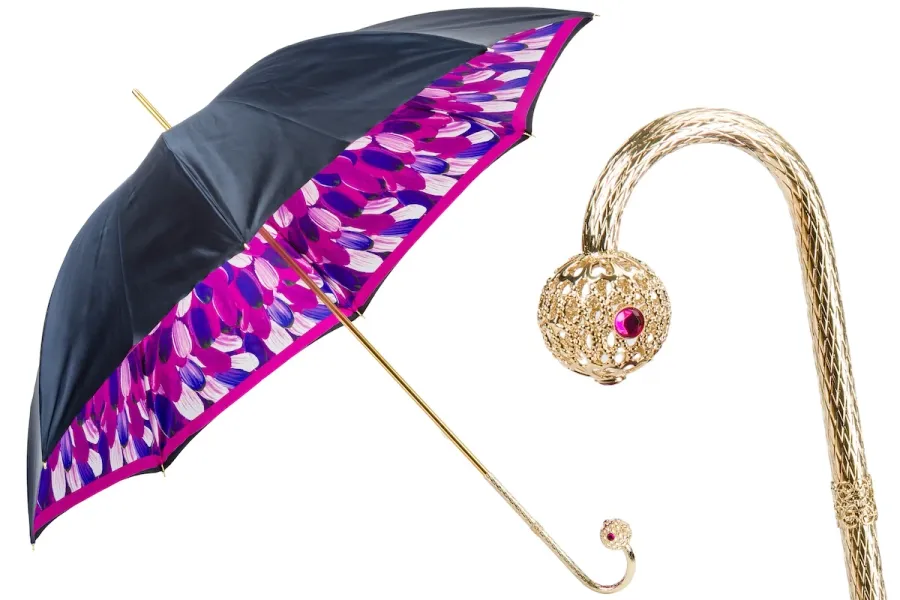 obrazek 1 Oryginalny parasol damski w kolorze czarnym z wyjątkowym wzorem – Pasotti