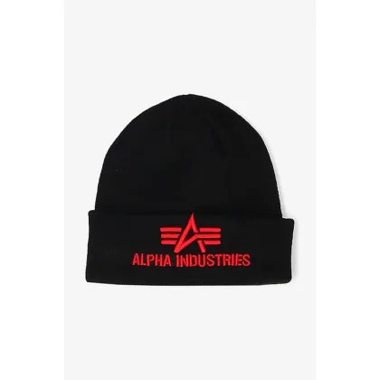 Zdjęcie Alpha Industries czapka 3D Beanie kolor czarny z cienkiej dzianiny 168910.94