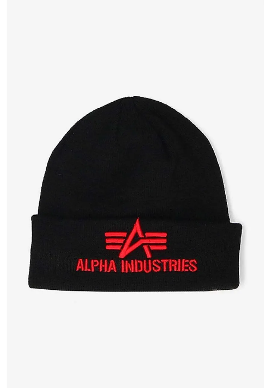 obrazek 1 Alpha Industries czapka 3D Beanie kolor czarny z cienkiej dzianiny 168910.94
