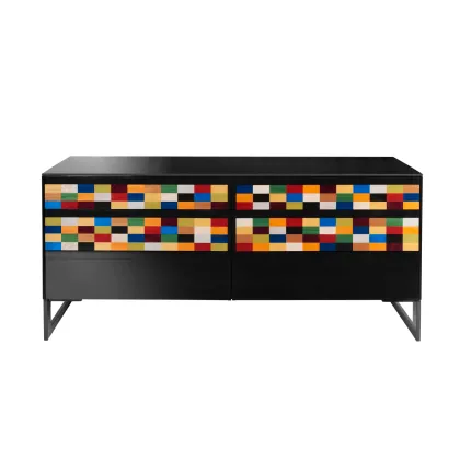 Zdjęcie Stylowa komoda z drewna, szkła i metalu