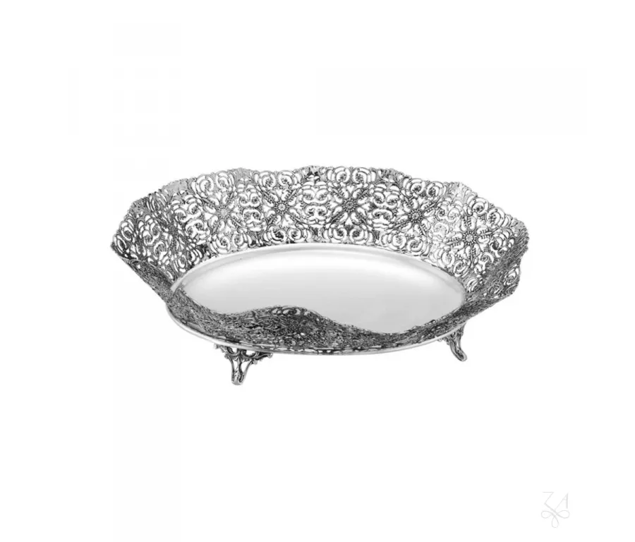picture 1 Oval openwork silver basket - Zaramella Argenti