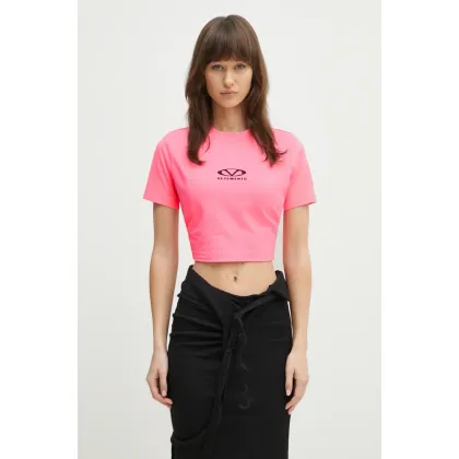 Zdjęcie VETEMENTS t-shirt Oval Logo Cropped Fitted damski kolor różowy WA66TR700H