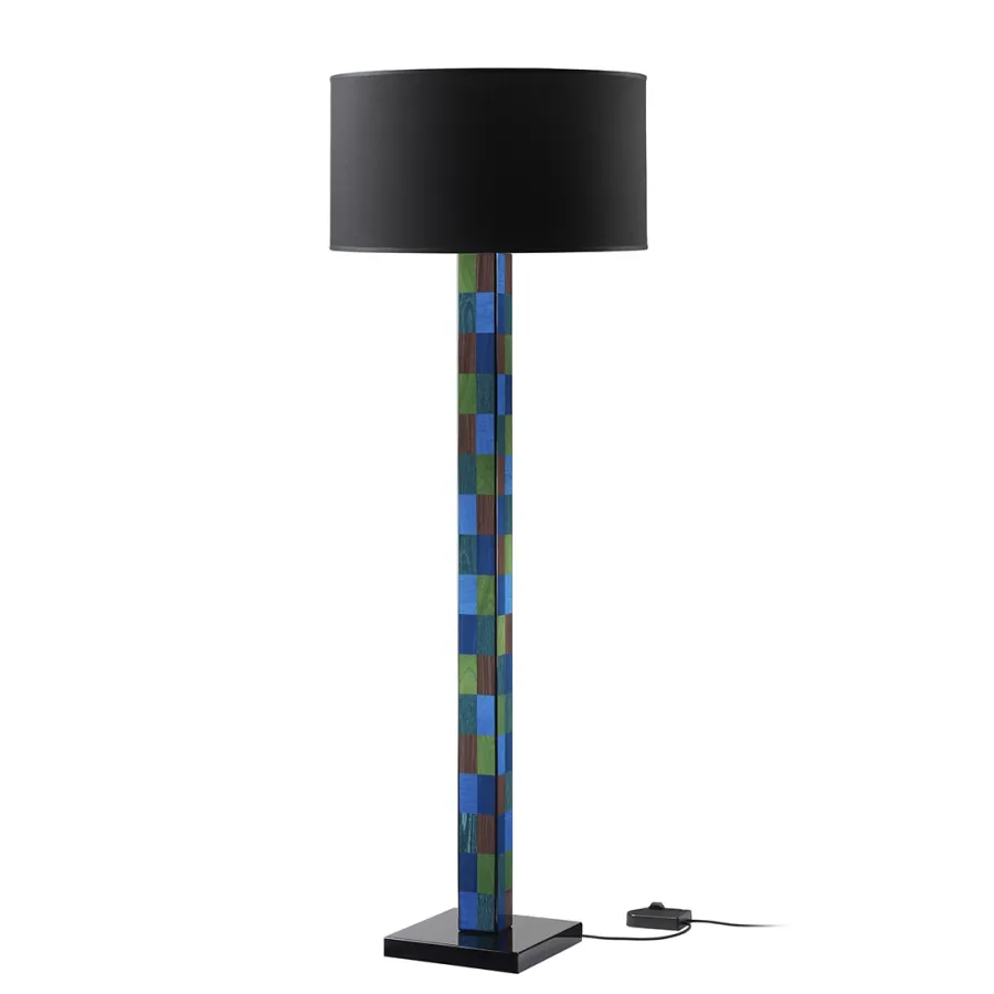 obrazek 2 Ekskluzywna lampa stojąca wykonana z drewna i inkrustowanego forniru