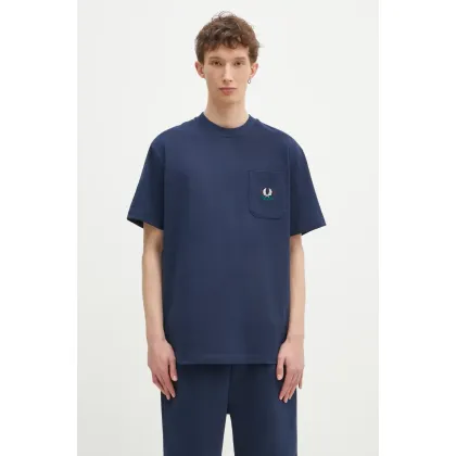 Zdjęcie Fred Perry t-shirt bawełniany męski kolor granatowy z aplikacją M9827.X86
