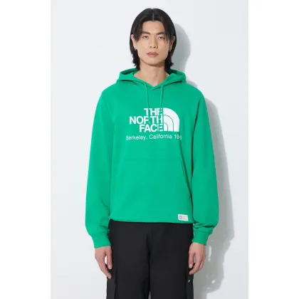 Zdjęcie The North Face bluza bawełniana M Berkeley California Hoodie męska kolor zielony z kapturem z nadrukiem NF0A55GFPO81